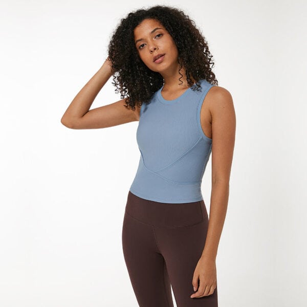 Nordic-wellness Cropped Rib Tank Top - Steel Blue - S